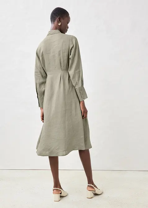 Hemdblusenkleid aus reinem Leinen, bonprix