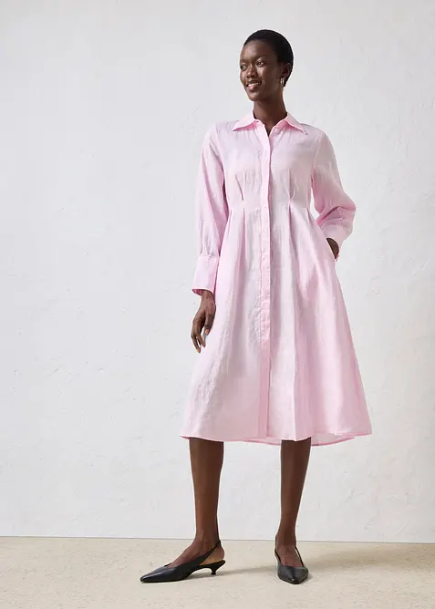 Hemdblusenkleid aus reinem Leinen, bonprix