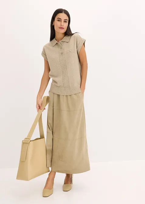 Pull col polo en coton m&eacute;lang&eacute;, bonprix