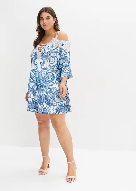 Robe &eacute;vas&eacute;e &agrave; encolure Bardot, bonprix