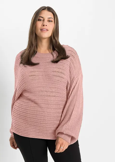 Pull oversize en maille ajour&eacute;e, bonprix