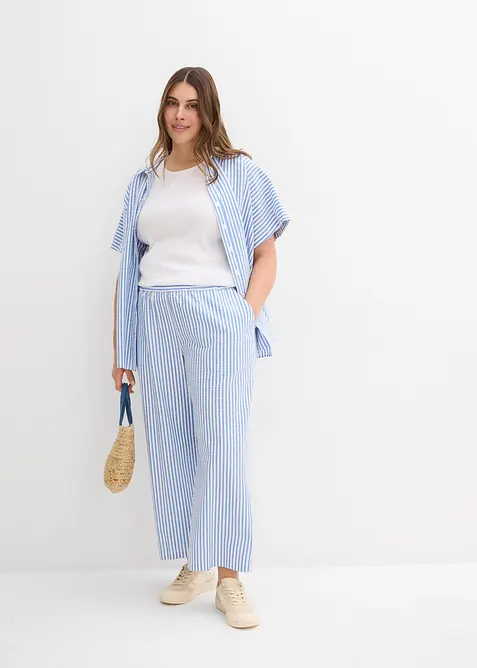 Palazzo-Hose aus Seersucker, 7/8 L&auml;nge, bonprix