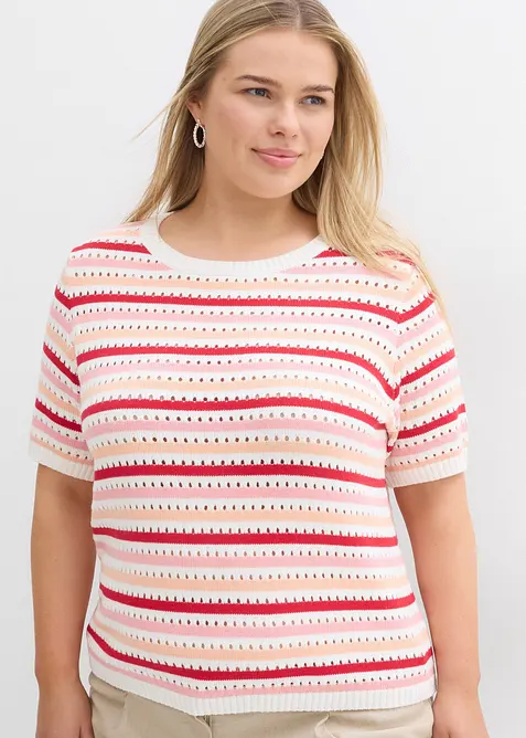 T-shirt en maille ajour&eacute;e, bonprix