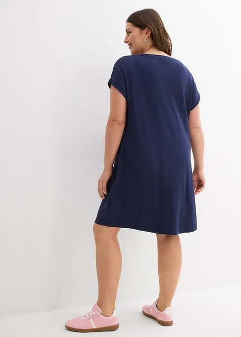 Jersey-Kleid mit Stickerei aus Viskose-Elasthan-Mix, bonprix