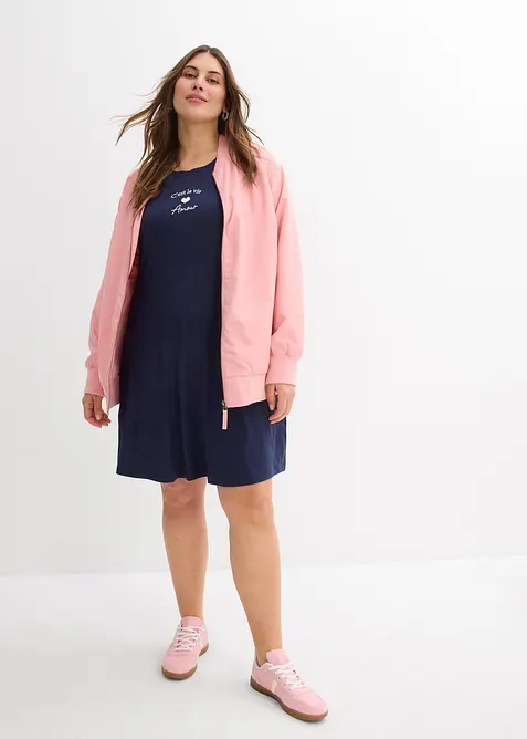 Jersey-Kleid mit Stickerei aus Viskose-Elasthan-Mix, bonprix