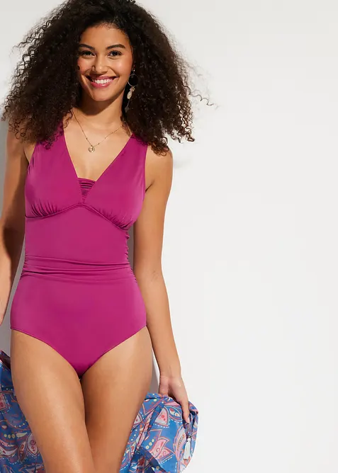 Maillot 1 pi&egrave;ce sculptant &agrave; bretelles larges, maintien mod&eacute;r&eacute;, bonprix