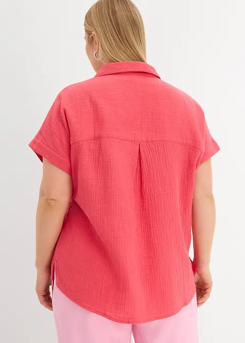 Blouse manches courtes en gaze de coton l&eacute;g&egrave;re, bonprix