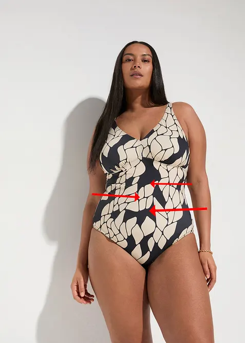 Medium Shape-Badeanzug mit V-Ausschnitt, bonprix