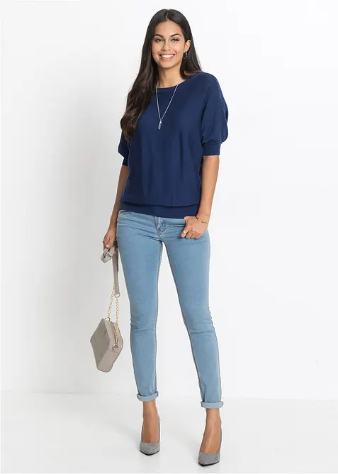 Pull en fine maille de coton m&eacute;lang&eacute;, bonprix