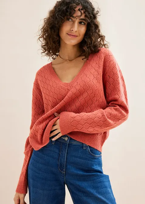 Pull en maille ajour&eacute;e, bonprix