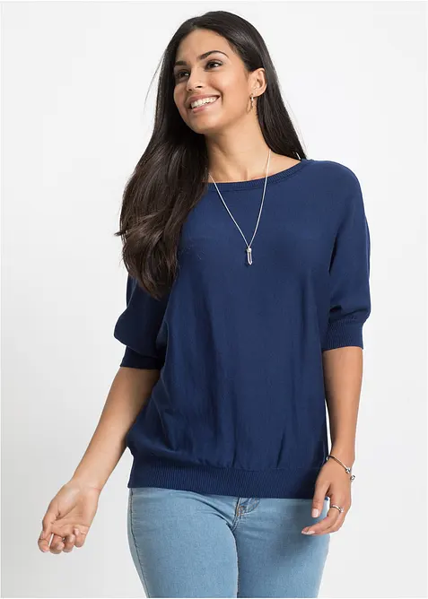 Pull en fine maille de coton m&eacute;lang&eacute;, bonprix