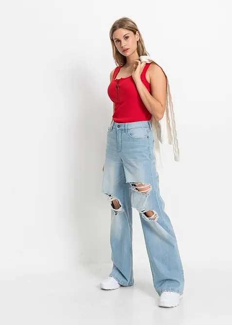 Ripp-Top mit Rei&szlig;verschluss, bonprix