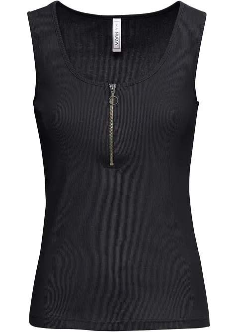 Ripp-Top mit Rei&szlig;verschluss, bonprix