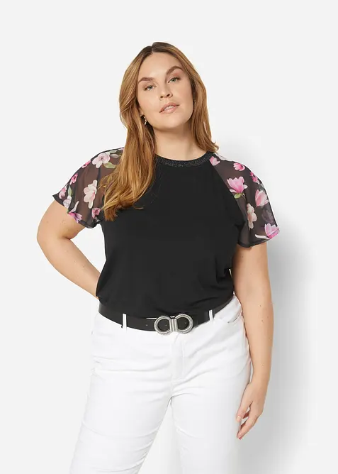 Shirt mit Chiffon&auml;rmeln, bonprix
