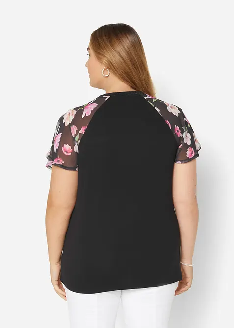 Shirt mit Chiffon&auml;rmeln, bonprix