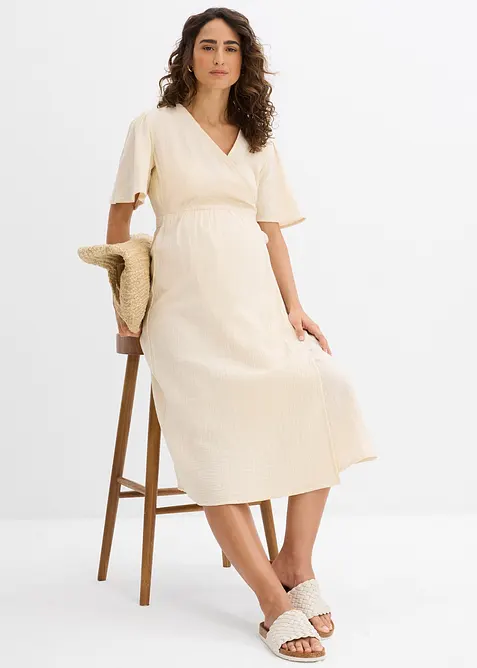 2-in-1 Umstands- und Stillkleid aus Baumwoll-Musselin, bonprix