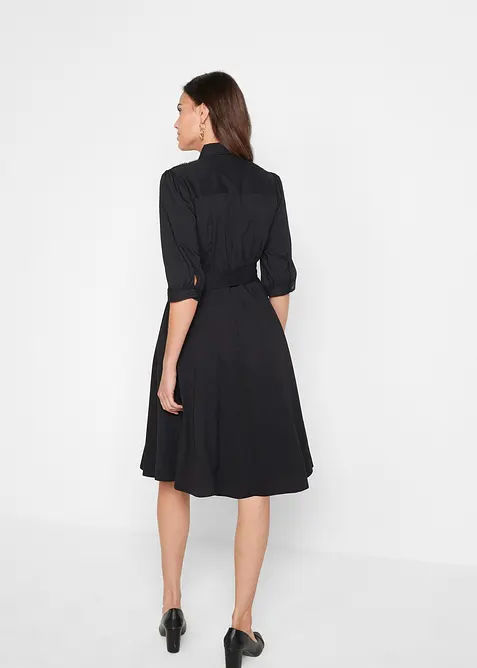 Robe-chemise avec dentelle et lien &agrave; nouer, bonprix