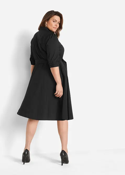 Hemdblusenkleid mit Spitze und Bindeband, bonprix