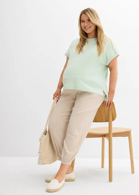 2-in-1 Umstandshose aus reinem Baumwollmusselin f&uuml;r die Schwangerschaft und danach, bonprix