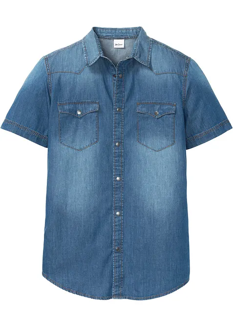 Jeanshemd, Kurzarm aus reiner Bio-Baumwolle, Slim Fit, bonprix