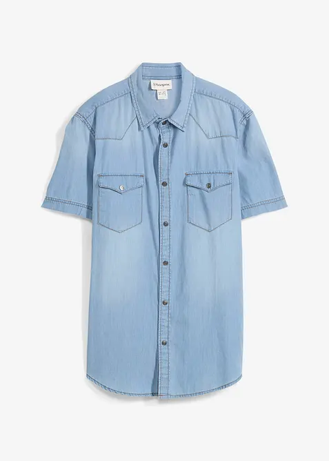 Jeanshemd, Kurzarm aus reiner Bio-Baumwolle, Slim Fit, bonprix