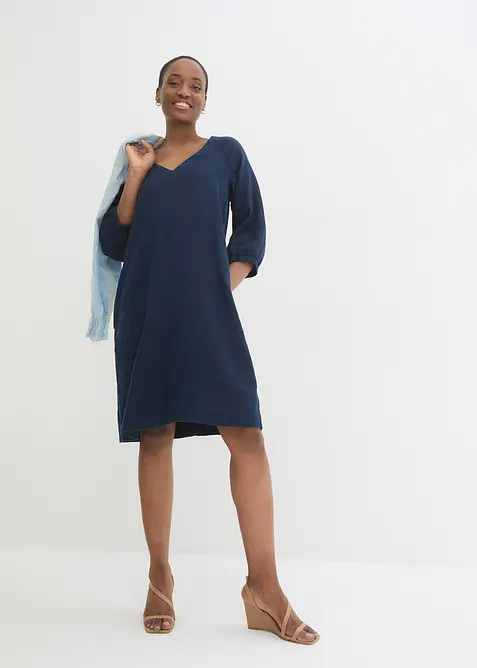 Robe 100&nbsp;% lin, manches 3/4, bonprix