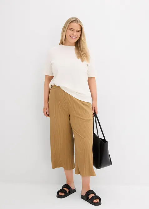 Pantalon en jersey c&ocirc;tel&eacute; &agrave; taille &eacute;lastiqu&eacute;e, bonprix