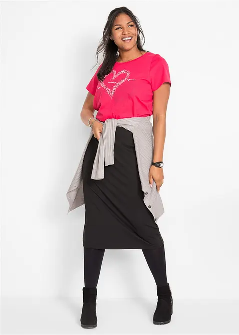 T-shirt coton &agrave; imprim&eacute; c&oelig;ur, bonprix