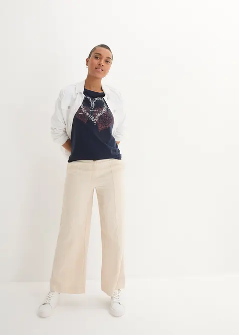 Shirt mit Herzdruck aus Bio-Baumwolle, bonprix