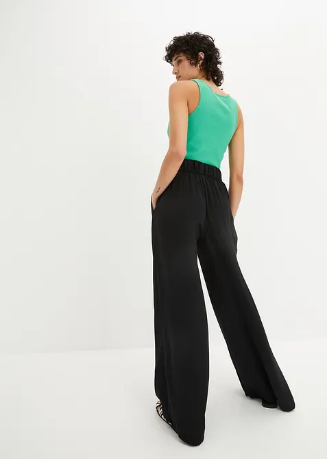 Pantalon palazzo l&eacute;ger et fluide, taille haute et confortable, long, bonprix