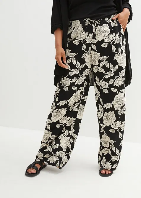 Pantalon palazzo imprim&eacute; en viscose, bonprix
