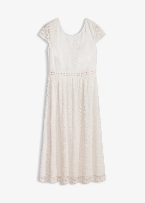 Spitzenkleid mit H&auml;kel-Einsatz in der Taille, bonprix