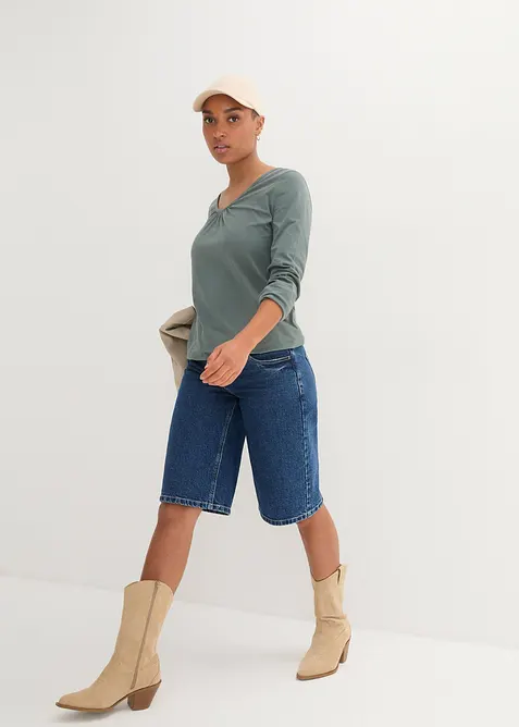 Langarmshirt mit Gummizug aus reiner Baumwolle, bonprix