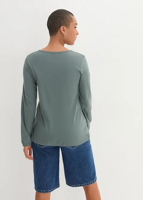 Langarmshirt mit Gummizug aus reiner Baumwolle, bonprix
