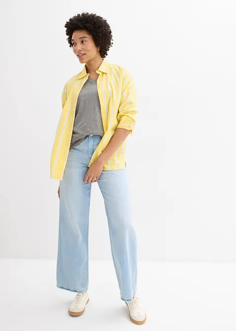 Lot de 5 T-shirts longs et amples &agrave; col V, bonprix