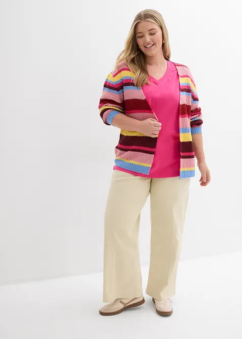 Lot de 5 T-shirts longs et amples &agrave; col V, bonprix