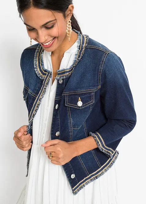 Veste en jean &agrave; franges, bonprix