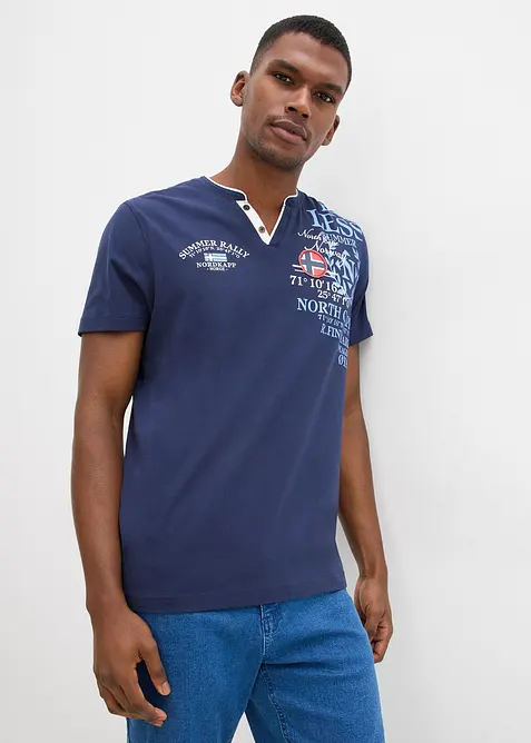 Henleyshirt, Kurzarm aus reiner Bio-Baumwolle, bonprix