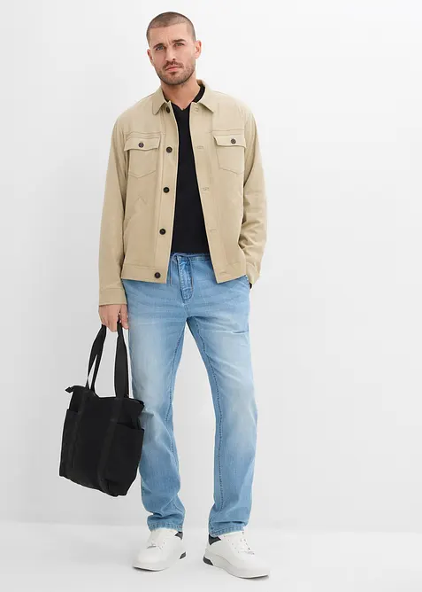 Leichte Regular-Fit Schlupfjeans mit Dehnbund, Straight, bonprix