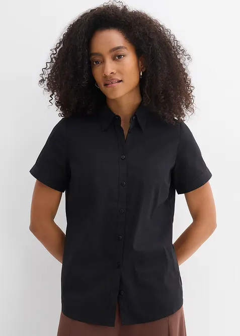 Chemisier manches courtes extensible en coton majoritaire, bonprix