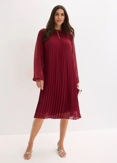 Robe courte pliss&eacute;e en mousseline, bonprix