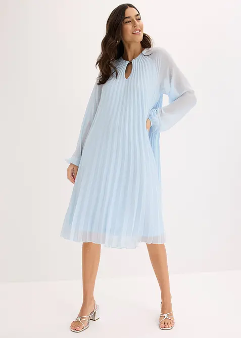 Robe courte pliss&eacute;e en mousseline, bonprix