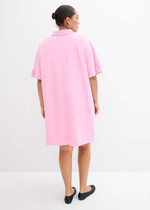 Hemdblusenkleid aus elastischem Bio-Baumwoll-Mix, bonprix