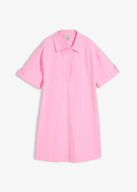 Hemdblusenkleid aus elastischem Bio-Baumwoll-Mix, bonprix