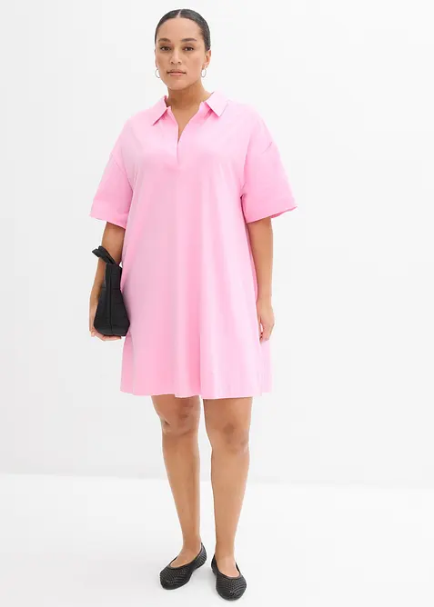 Hemdblusenkleid aus elastischem Bio-Baumwoll-Mix, bonprix