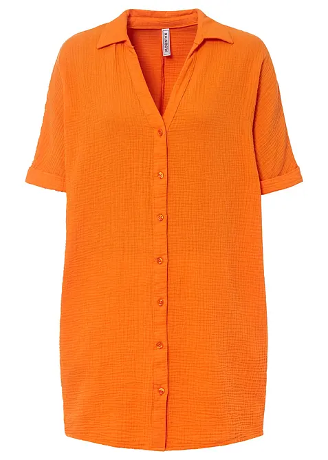 Chemisier long, oversize et doux en gaze de coton, bonprix