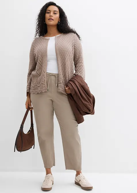 Cardigan ajour&eacute; 100% coton, bonprix