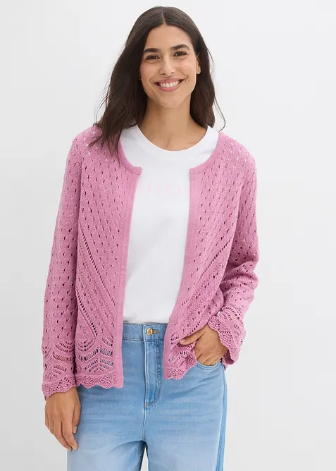 Ajour-Strickjacke aus reiner Baumwolle, bonprix