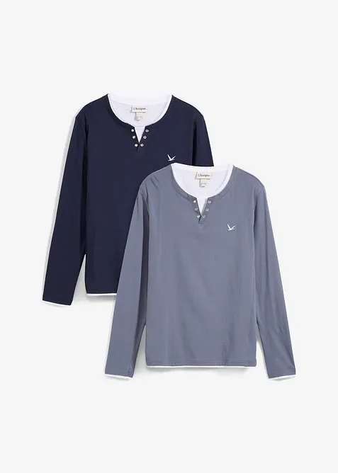 2 in 1 Langarmshirt (2er Pack), bonprix