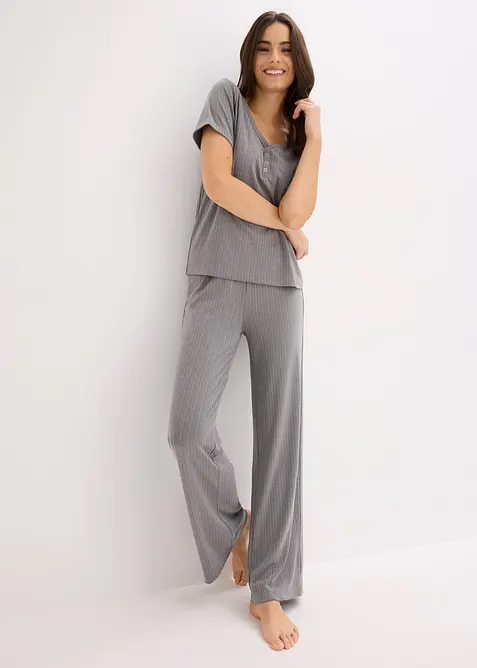 Hausanzug aus Rippe mit Viskose, bonprix